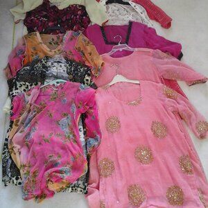 Silk Dresses Indian Style Wholesale Lot of 10 Used